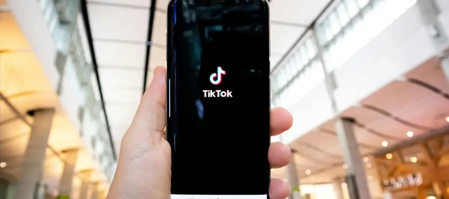 Mobile phone screen showing the TikTok logo.