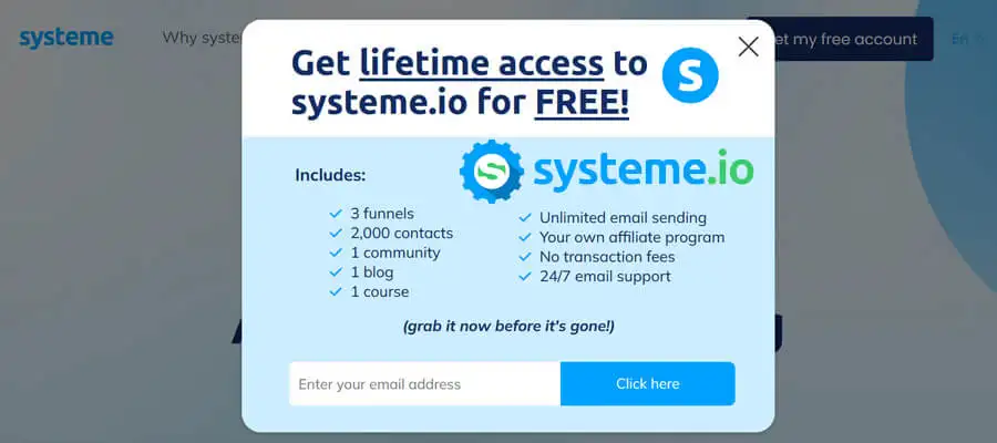 Systeme.io Review Free Plan Opt-In Form Header