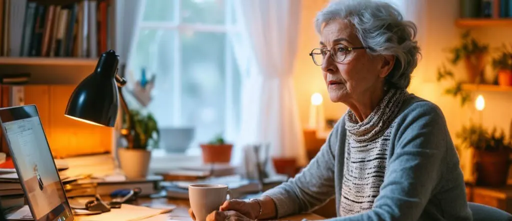 Senior lady at her desk working on a laptop