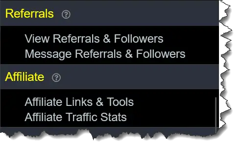 Screenshot showing where to find the "Message Referrals" feature in the LeadsLeap dashboard after logging in